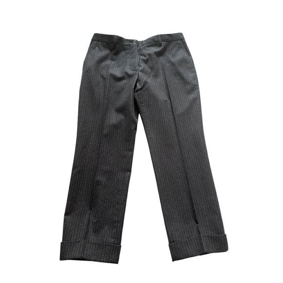 Dries Van Noten Pintriped wool/cashmere straight-leg cropped pants, Size 42 FR - Picture 5 of 14